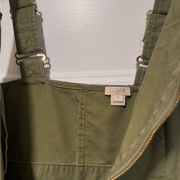 J.Crew Overall Green Chino Dress/Jumper gold hardware pockets - Picture 8 of 10